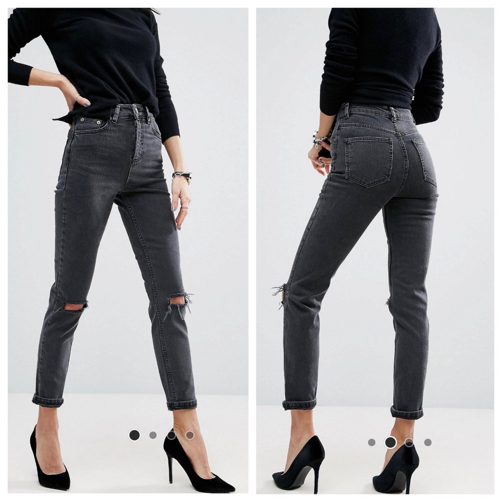 ASOS Farleigh High Waist Jeans 28 Long Tall Black Wash
